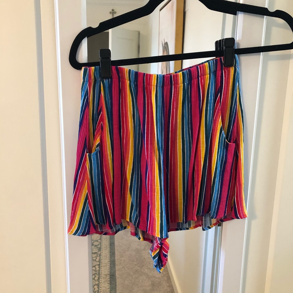 Show Me Your Mumu rainbow stripe shorts